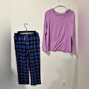 Dreamy Cuddl Duds Purple Top and Plaid Pants Set